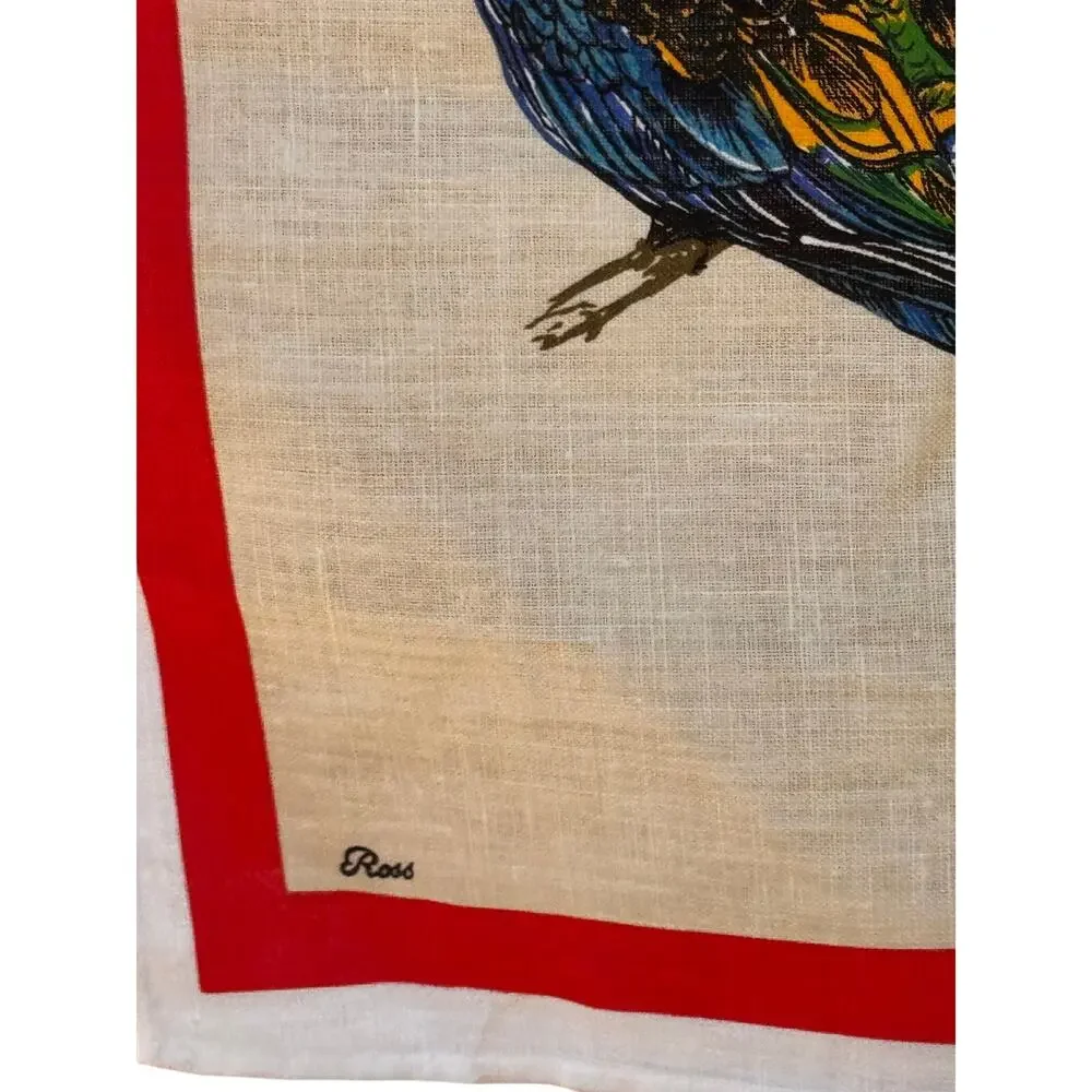 Vtg New Souvenir Australian Parrots Rosellas Linen Tea Towel Tapestry